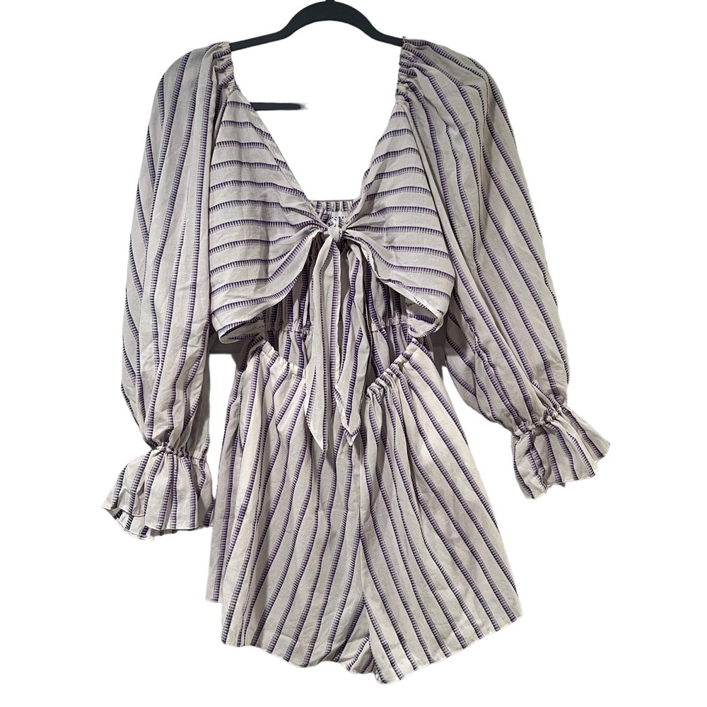 TOPSHOP Stripe Bow Tie Long Sleeve Romper Size‎ 6 - Picture 7 of 12